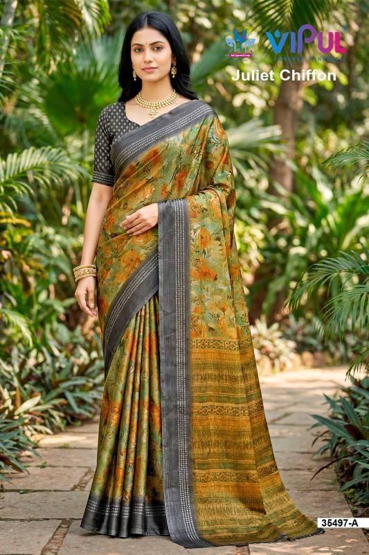 Vipul 35497 juliet chiffon Saree wholesale market in Mumbai